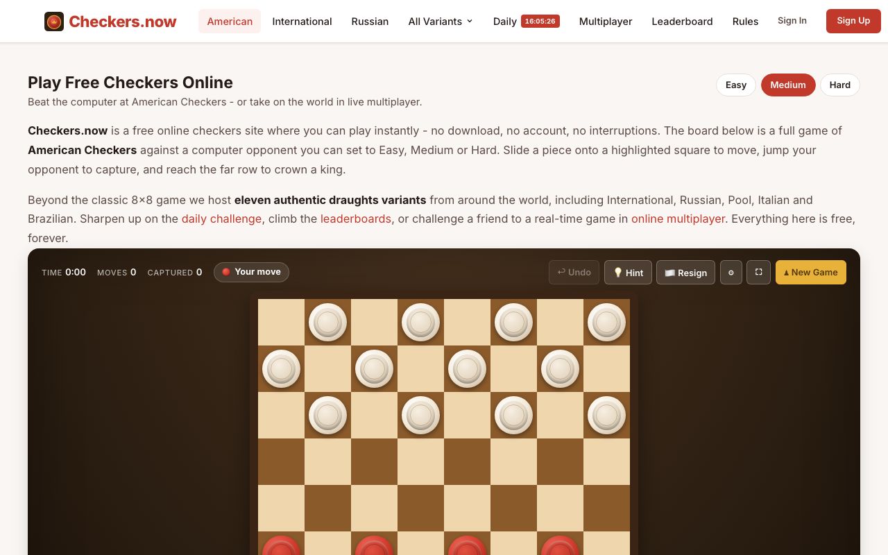 Play Checkers Online
