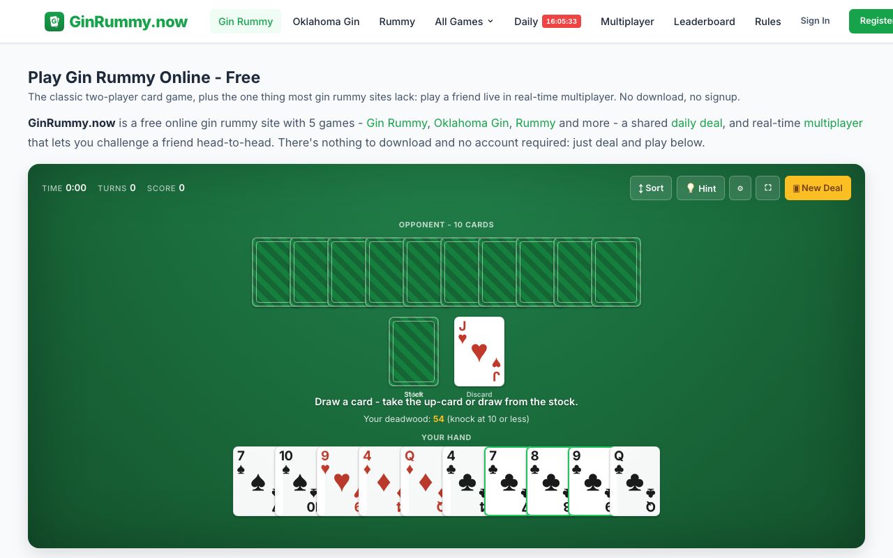 Play Gin Rummy Online