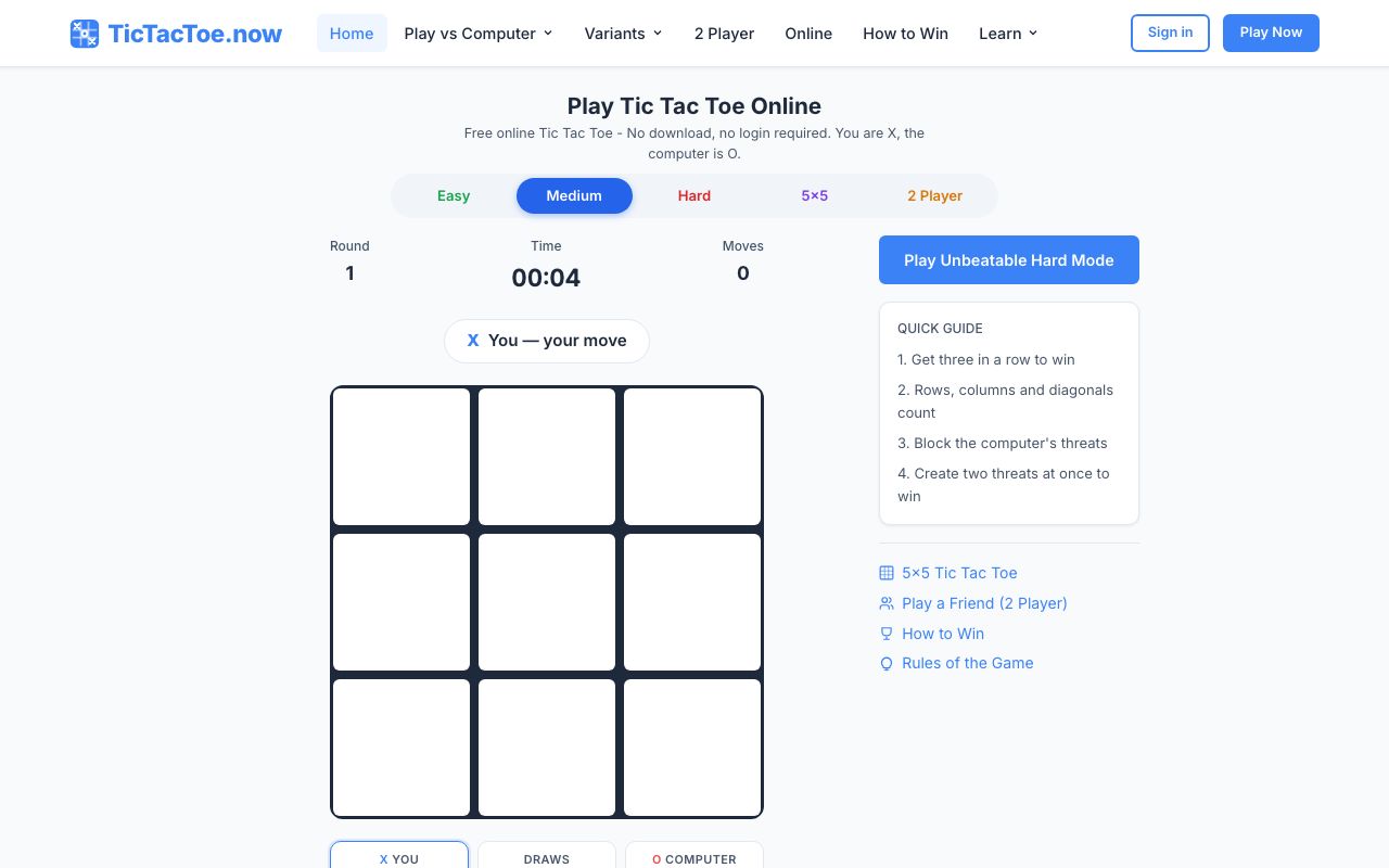 Play Tic Tac Toe Online